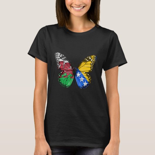 ウェールズ国旗の蝶 Tシャツ (正面)