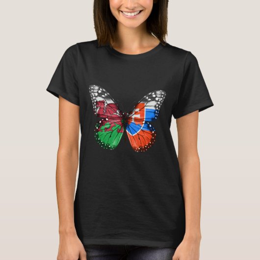 ウェールズ国旗の蝶 Tシャツ (正面)
