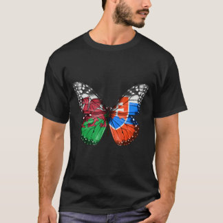 ウェールズ国旗の蝶 Tシャツ