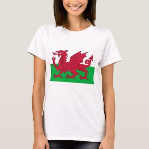 ウェールズ国旗を持つ女性Tシャツ Tシャツ