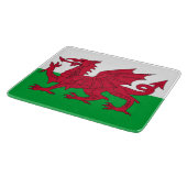 ウェールズ国旗を持つ小さなガラス製の板 カッティングボード (角)