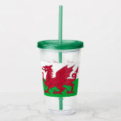 ウェールズ国旗を持つ愛国的なタンブラー アクリルタンブラー (正面)