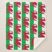 ウェールズ国旗を持つ愛国的シェルパ毛布 シェルパブランケット (正面)