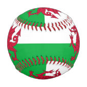 ウェールズ国旗を持つ愛国野球 野球ボール (正面)