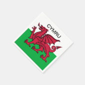 ウェールズ国旗レッドドラゴンサイムドウェルシュパーティー スタンダードカクテルナプキン (角)