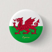 ウェールズ国旗&ウェールズファッションパトリオット，スポーツ/サイmru 缶バッジ (正面)
