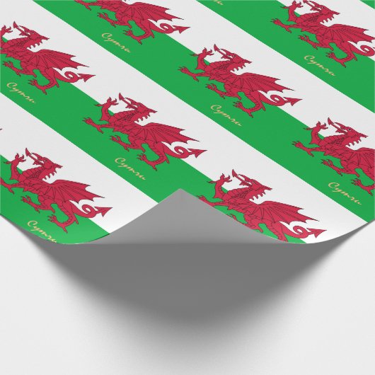 ウェールズ国旗、ドラゴン&ウェールズのギフトサイmru /スポーツファン ラッピングペーパー (角)