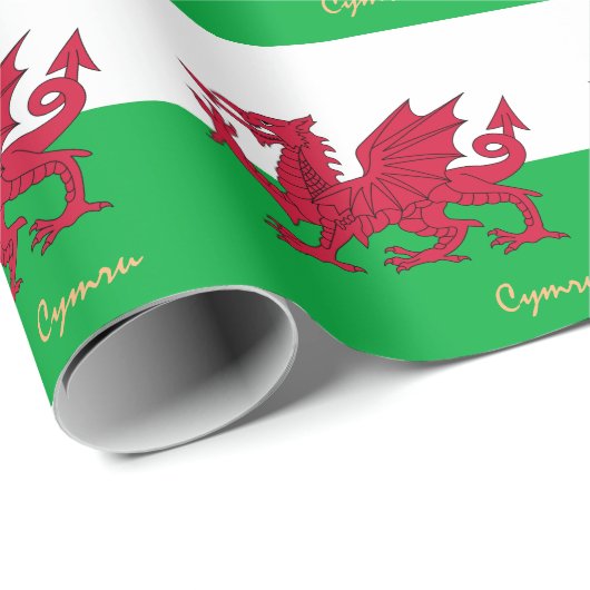 ウェールズ国旗、ドラゴン&ウェールズのギフトサイmru /スポーツファン ラッピングペーパー (ロールコーナー)