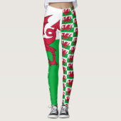 ウェールズ国旗、ドラゴン&ウェールズファッション愛国者/スポーツ レギンス (正面)