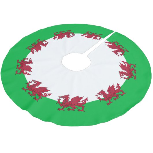 ウェールズ国旗 ブラッシュドポリエステルツリースカート (アングル)