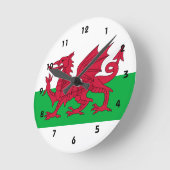 ウェールズ国旗 ラウンド壁時計 (傾斜)