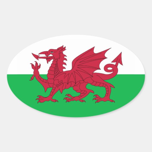 ウェールズ国旗(Cymru) 楕円形シール (正面)
