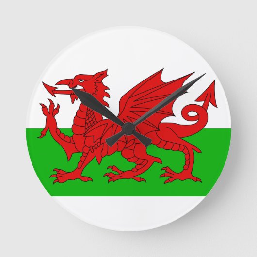 ウェールズ国旗 – Cymru 高品質 Image ラウンド壁時計 (正面)