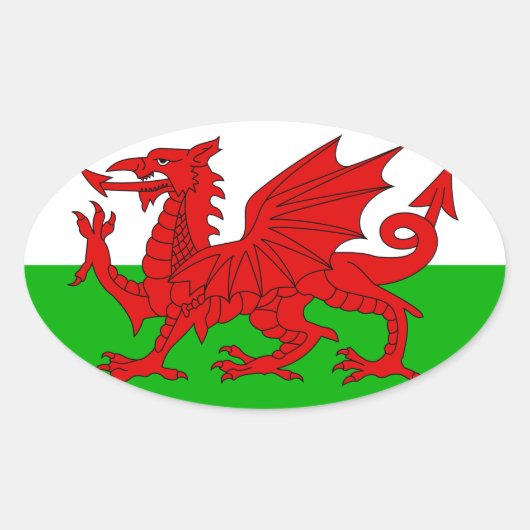 ウェールズ国旗 – Cymru 高品質 Image 楕円形シール (正面)