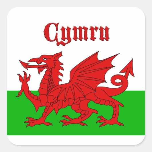ウェールズ国旗Cymru スクエアシール (正面)