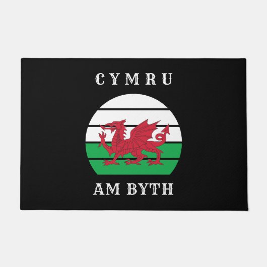ウェールズ国旗Cymru Am Byth誇りを持ったがウェールズ ドアマット (正面)