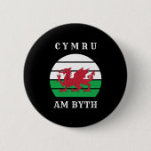 ウェールズ国旗Cymru Am Byth誇りを持ったがウェールズ 缶バッジ (正面)