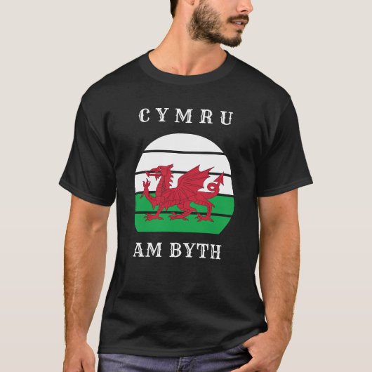 ウェールズ国旗Cymru Am Byth誇りを持ったがウェールズ Tシャツ (正面)