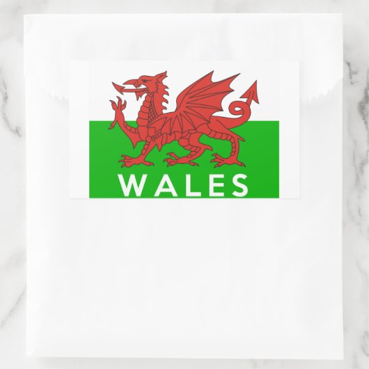 ウェールズ国統一された国国旗の文字名ウェールズ 長方形シール (バッグ)