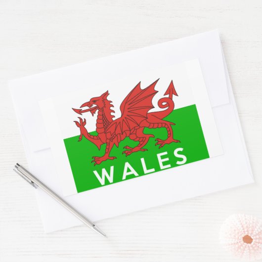 ウェールズ国統一された国国旗の文字名ウェールズ 長方形シール (封筒)