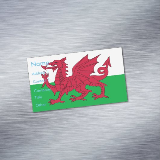 ウェールズ州旗を持つ名刺マグネット マグネット名刺 (インサイチュ)