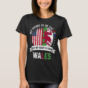 ウェールズ州旗ウェールズルーツ米国市民 Tシャツ