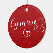 ウェールズ州旗ハート、Cymru、Wales セラミックオーナメント (左)