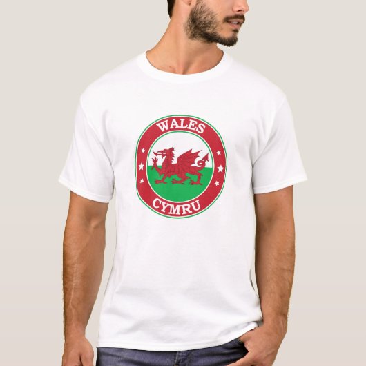ウェールズ州旗ラウンドサークルエンブレム Tシャツ (正面)