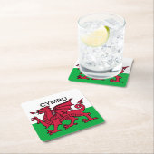 ウェールズ州旗W杯2022レッドドラゴンサイmru スクエアペーパーコースター (インサイチュ)