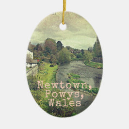 ウェールズ州Wpowys、NewtownのRiver Hafern セラミックオーナメント