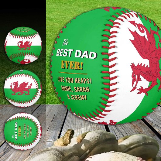 ウェールズ最高のパパ、愛国的パパ、ウェールズ国旗 野球ボール