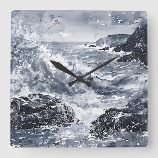 ウェールズ沿岸のテンペスト スクエア壁時計 (正面)