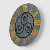 ウェールズ石板効果、ケルトフェイク、金ゴールド、ローマ人形。 ラージ壁時計 (傾斜)