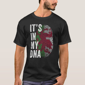 ウェールズ私のDNAに入ってかわいいウェールズの指紋ウェールズ Tシャツ