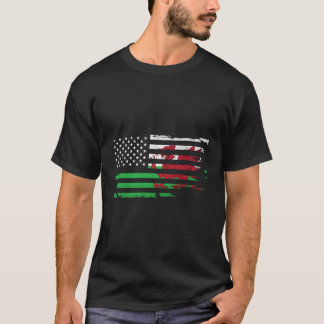 ウェールズ米国国旗動揺して Tシャツ