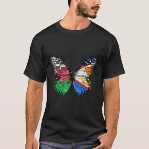ウェールズ系アメリカサモア国旗の蝶 Tシャツ