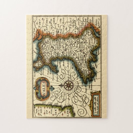 ウェールズ – イギリスの古古古古美術家の地図 ジグソーパズル (縦)