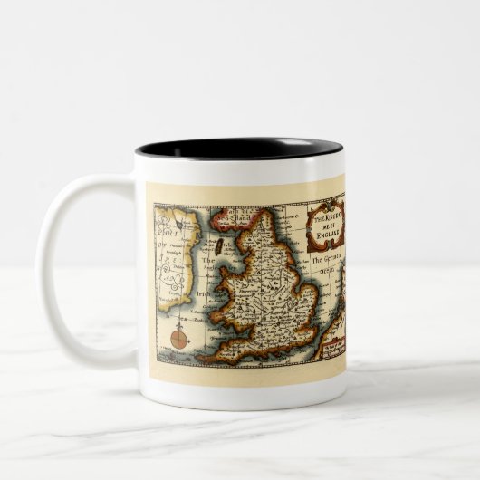 ウェールズ – イギリスの古古古古美術家の地図 ツートーンマグカップ (左)