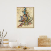 ウェールズ，イングランド，地質図 ポスター (キッチン)