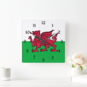 ウェールズ・ウェールズのレッドドラゴンケルト国旗 スクエア壁時計 (ホーム)