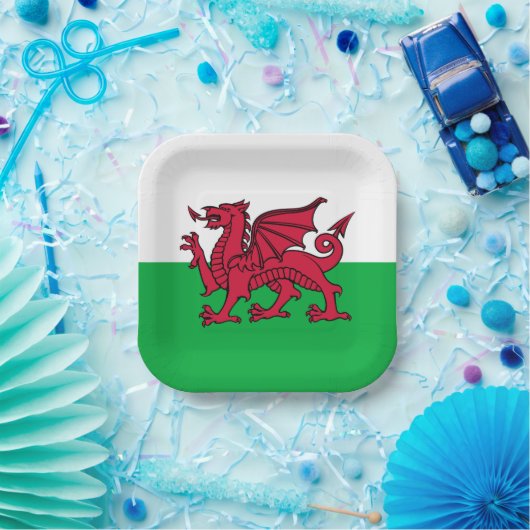 ウェールズ・ウェールズのレッドドラゴンケルト国旗 ペーパープレート (パーティー)