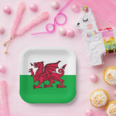 ウェールズ・ウェールズのレッドドラゴンケルト国旗 ペーパープレート (パーティー)