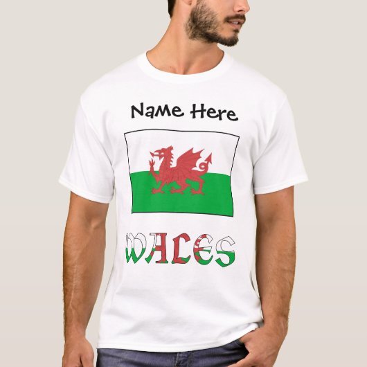 ウェールズ ウェールズ国旗 オーダーメイド Tシャツ (正面)
