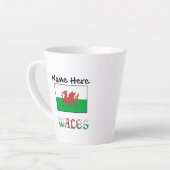 ウェールズ ウェールズ国旗 個人名 カフェラテマグ (左アングル)