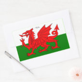 ウェールズ:ウェールズ州旗(文字「ウェールズ」) 長方形シール (封筒)
