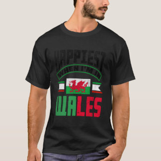 ウェールズ ウェールズ ウェールズ旗 ウェールズにいるときが一番幸せ Tシャツ
