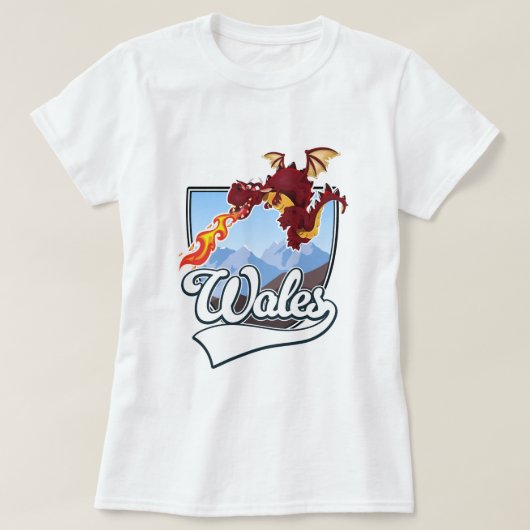 ウェールズ ドラゴン ロゴ  Tシャツ (デザイン正面)