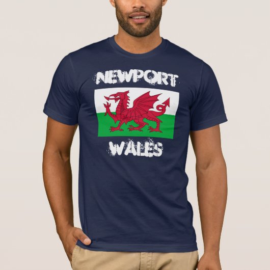 ウェールズ,ニューポート国旗 Tシャツ (正面)