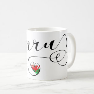 ウェールズ,ハートのCymru Welsh国旗 コーヒーマグカップ