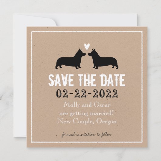 ウェールズ・ペンブローク・コーギーの結婚式 Save the Date セーブザデート (正面)